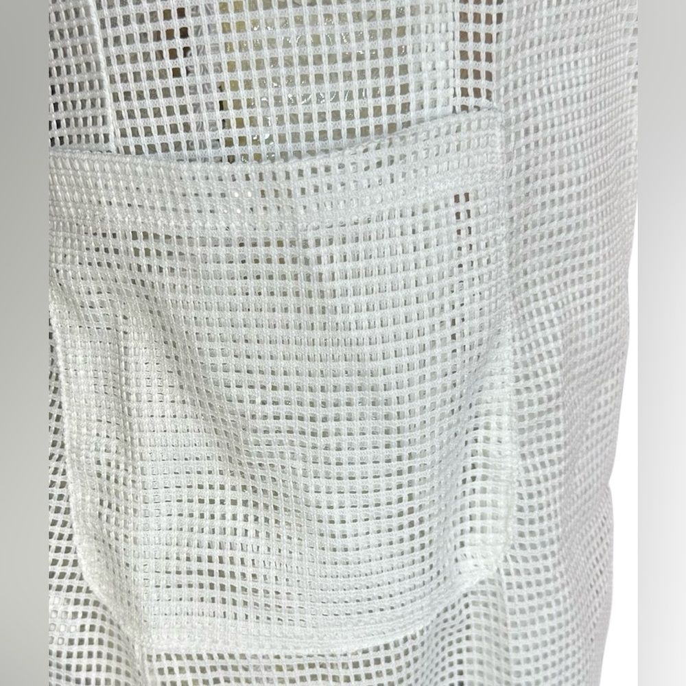 Naked Wardrobe Mesh White Blazer Lab Coat Office Siren Bridal Guest Size Large - Picture 5 of 7